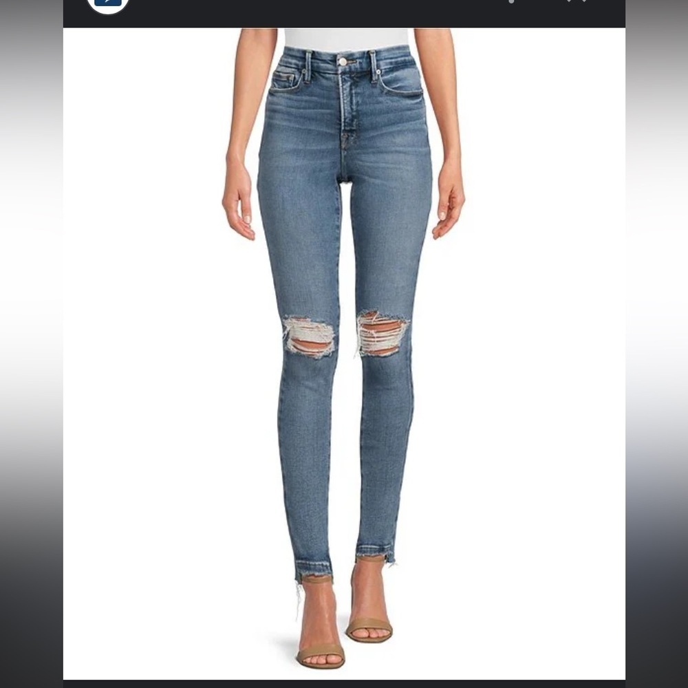 Good American Good Legs Skinny
Baby Step Hem Jeans fray denim boho spring casual